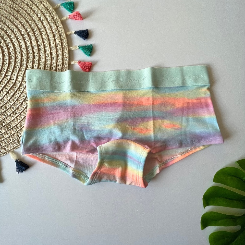 Victoria's Secret PINK Logo Boyshort Panty Pink Bubble Sunset Medium NEW